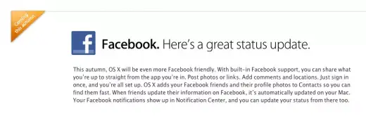 Facebook dans Mountain Lion : pas avant octobre, mais dans la DP4