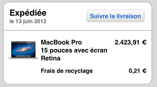 Les premiers MacBook Pro Retina expédiés !