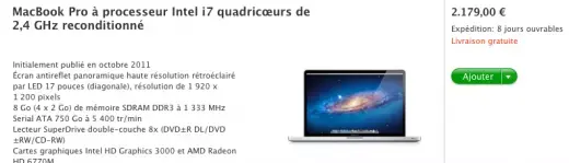 Les derniers MacBook Pro 17" sont sur le Refurb