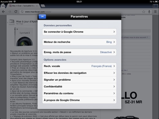 Chrome iOS : de bonnes idées, dommage pour la lenteur d'interface