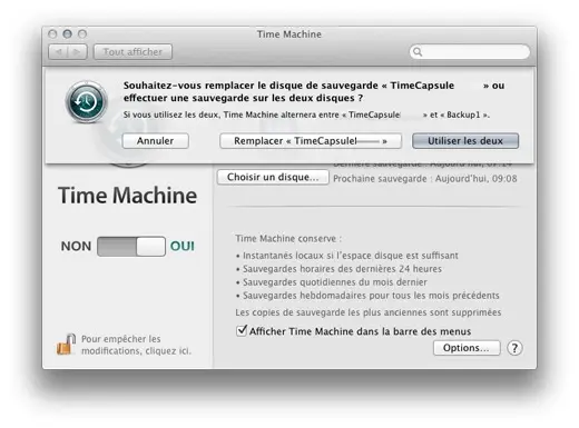 Mountain Lion : TimeMachine accepte plusieurs disques