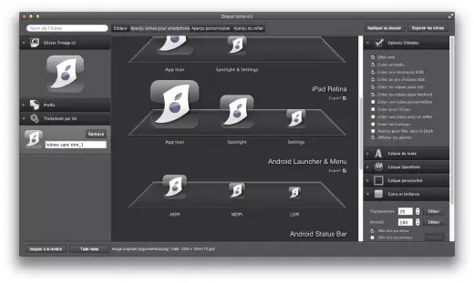 Icons : une application très complète pour créer vos icônes