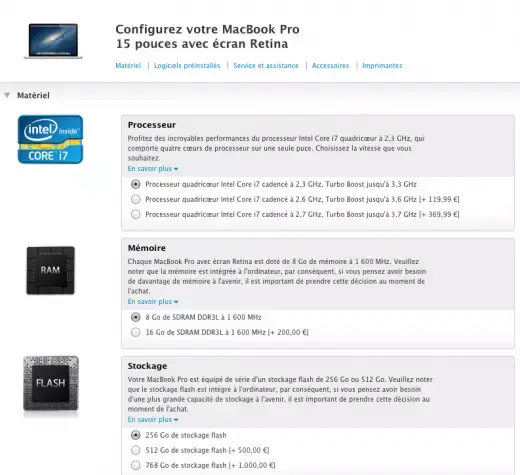 MacBook Pro Retina : les options accessibles en entrée de gamme