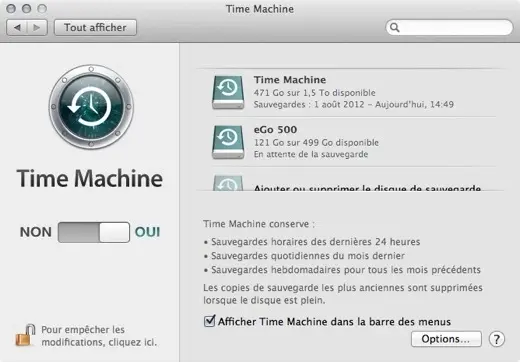 Mountain Lion : la sauvegarde Time Machine sur plusieurs disques