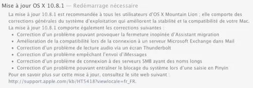 OS X Mountain Lion 10.8.1 disponible