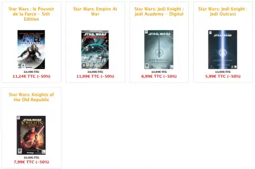 50% sur les jeux StarWars d'Aspyr