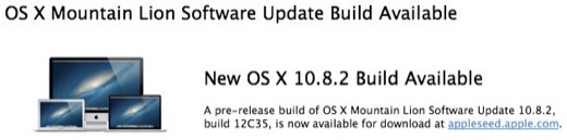 OS X 10.8.2 : une nouvelle build pour les dev