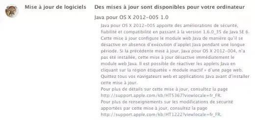 Mise à jour JAVA pour Mac OS X