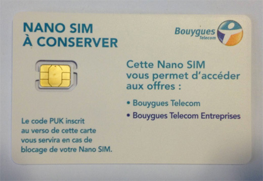 La nano-SIM de Bouygues en photos