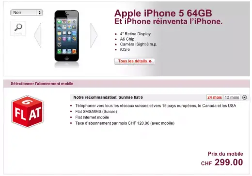 Suisse : Sunrise ouvre les précommandes iPhone 5 ! (MAJ)