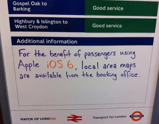 On tacle aussi Plans iOS 6 dans le métro de Londres