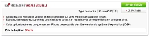 Visual Voice Mail activ&eacute; chez Free Mobile