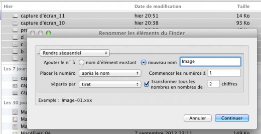 Automator : renommer des documents de manière séquentielle