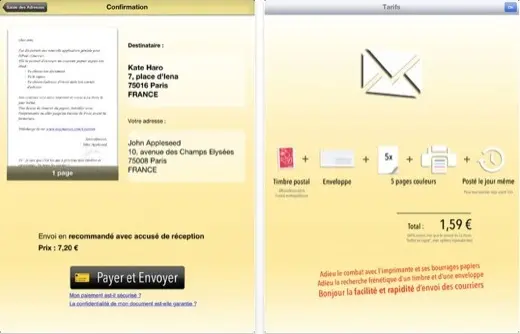 Courrier envoie vos courriers postaux depuis un iPad