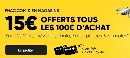 Promos : 15€ offerts tous les 100€ à la Fnac, 25% sur les accessoires Apple watch