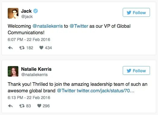 C'est officiel, Natalie Kerris s'occupe désormais de la communication de Twitter