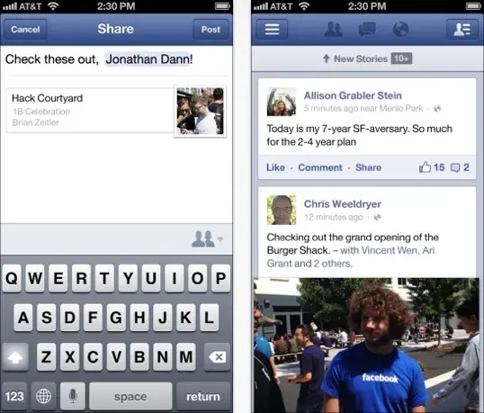 Facebook 5.3 iOS met le cap sur la vitesse