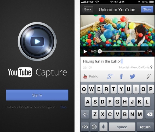 YouTube Capture capture et envoie vos vidéos iPhone / iPod touch sur YouTube