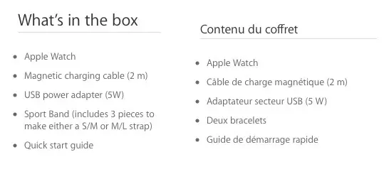 Apple confirme ne pas livrer deux bracelets "complets" avec l'Apple Watch Sport