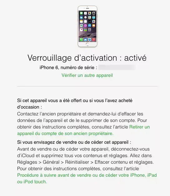 Apple offre un service de vérification pour savoir si un iPhone est bloqué par son propriétaire