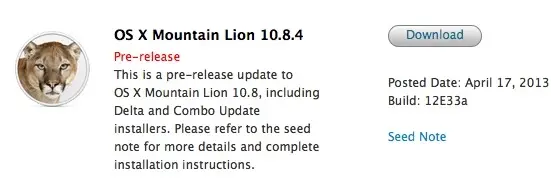 OS X Mountain Lion 10.8.4 12E33a pour les développeurs