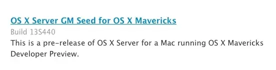 Mavericks Server passe en Golden Master