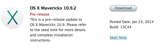 Apple propose une nouvelle beta pour OS X Mavericks 10.9.2