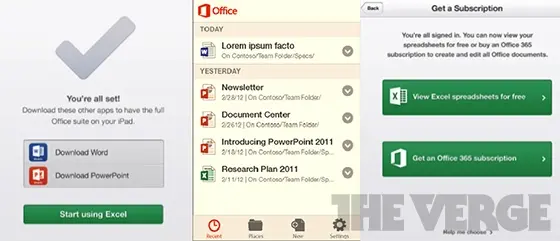 Office pour iOS, sous forme de souscription