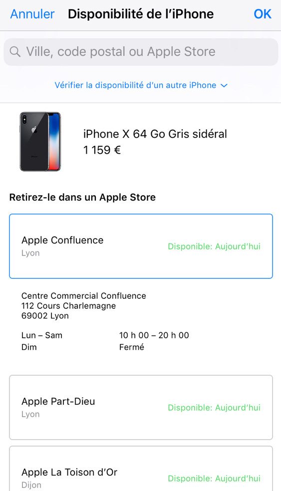 L'iPhone X en stock dans certains Apple Stores