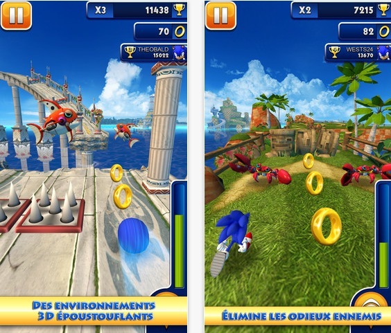 Sonic Dash, un Temple Run like à la sauce Sega, débarque sur iOS