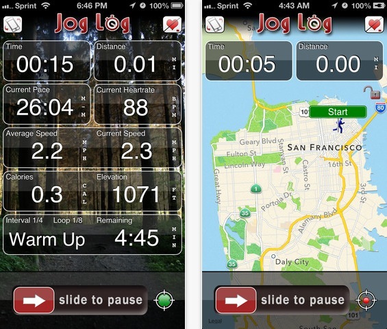 Jog Log Pro, bonne application de suivi sportif, gratuite pour iPhone