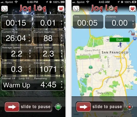 Jog Log Pro, bonne application de suivi sportif, gratuite pour iPhone