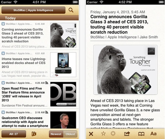 Mobi Reader, un lecteur RSS gratuit pour iOS