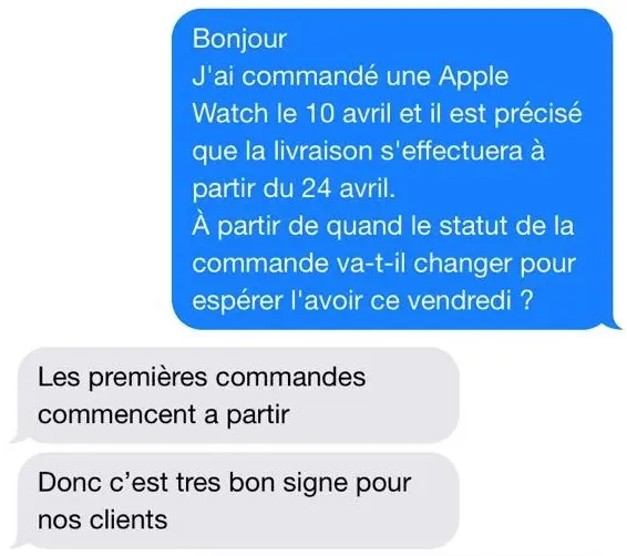 L'Apple Store confirmerait l'envoi des premières commandes d'Apple Watch