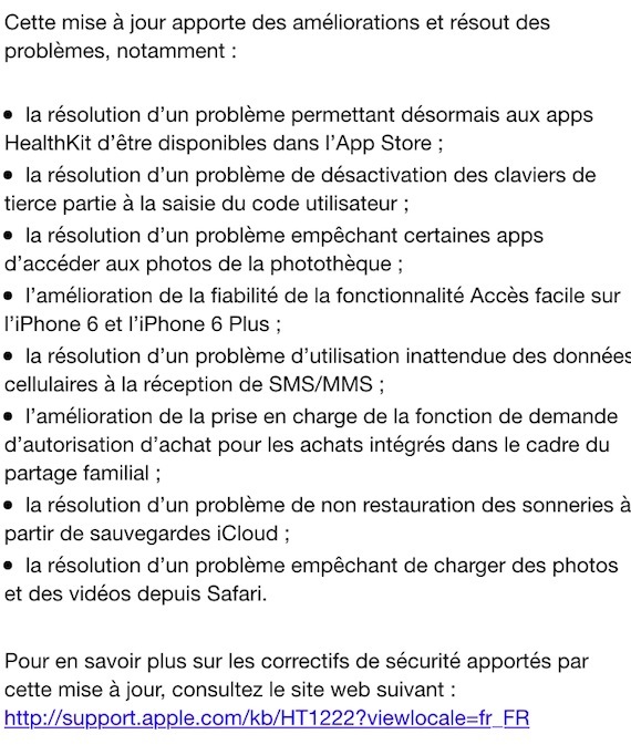 iOS 8.0.1 est disponible, mais attendez avant de l'installer !