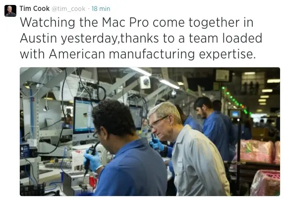 Tim Cook en visite dans l'usine qui produit les Mac Pro (photo)