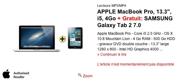 Insolite : pour l'achat d'un MacBook Pro, ils offrent... une Galaxy Tab