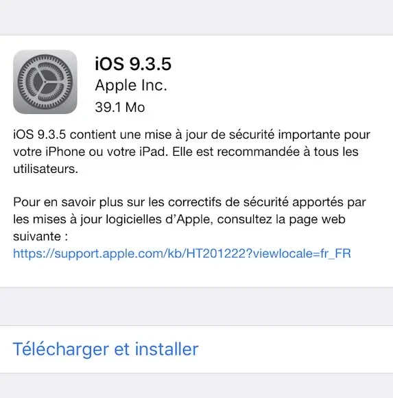 iOS 9.3.5 est disponible au téléchargement !