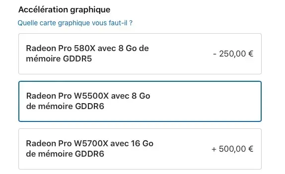 Mac Pro : l'option Radeon Pro W5500X est disponible à 250€