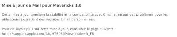 MAJ de Mail pour Mavericks