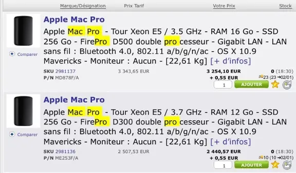 Les Mac Pro sont disponibles chez les grossistes, avec option sur la RAM