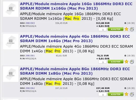 Les Mac Pro sont disponibles chez les grossistes, avec option sur la RAM