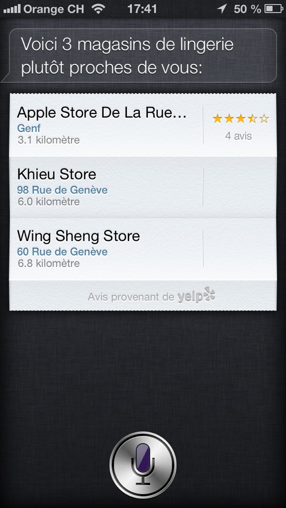 Insolite : pour Siri, l'AppleStore de Genève est une boutique de lingerie