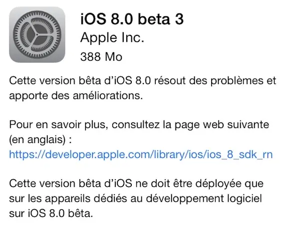 iOS 8 Beta 3 est disponible !