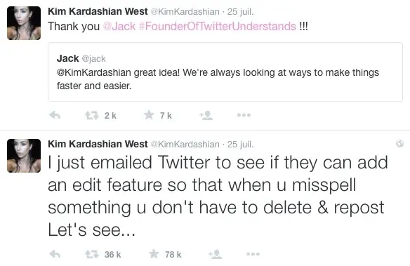 Quand Kim Kardashian a une idée, le co-fondateur de Twitter l'écoute attentivement