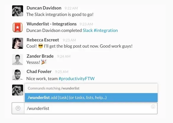 Après Sunrise, Wunderlist s'intègre avec Slack pour augmenter notre productivité