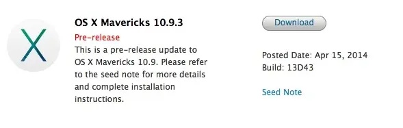 Nouvelle beta pour OS X Mavericks 10.9.3