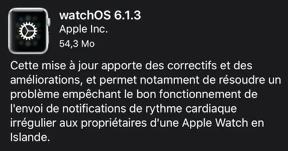 Apple déploie la mise à jour 6.1.3 pour watchOS