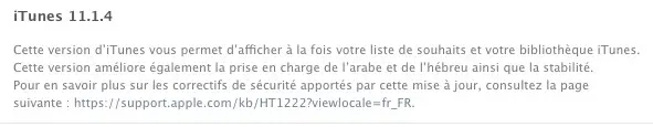 Mise à jour iTunes 11.1.4