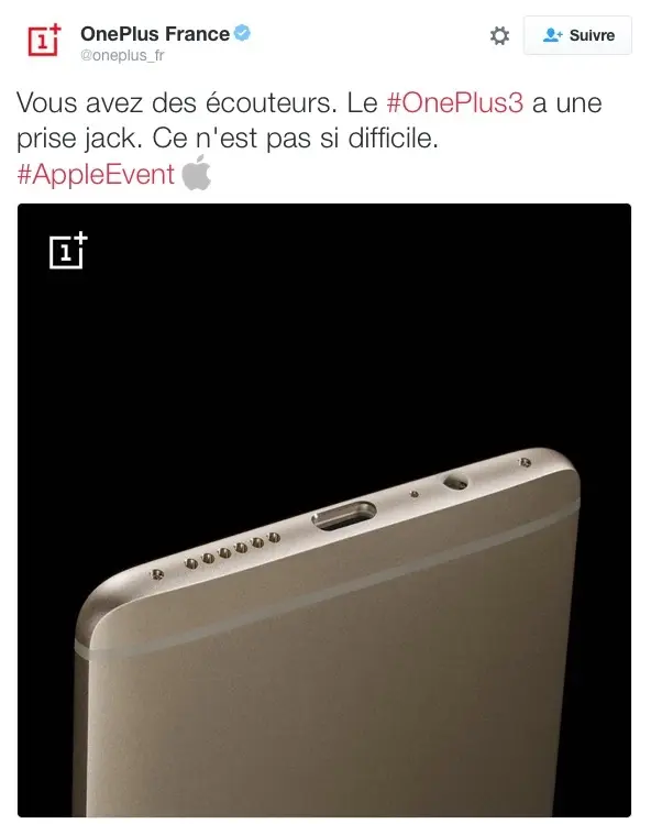 OnePlus se moque déjà de l'iPhone 7 (mais pas Samsung)